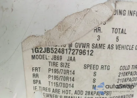 2001 Pontiac Sunfire Se из США, поврежденный, VIN 1G2JB524817279612